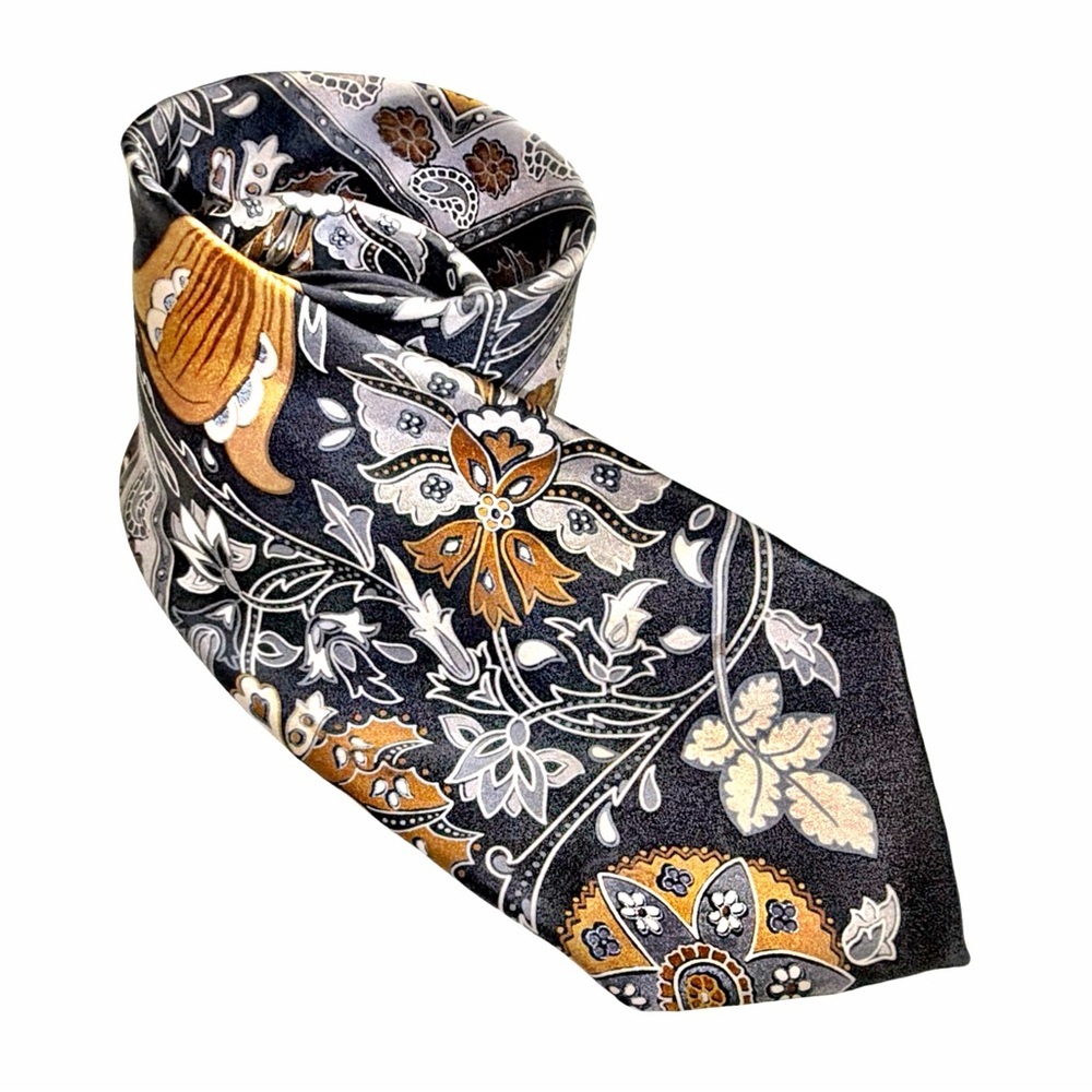 Bijan Men’s Silk Tie | Made in Italy | Paisley Baroque | Luxury Necktie - Picture 6 of 11